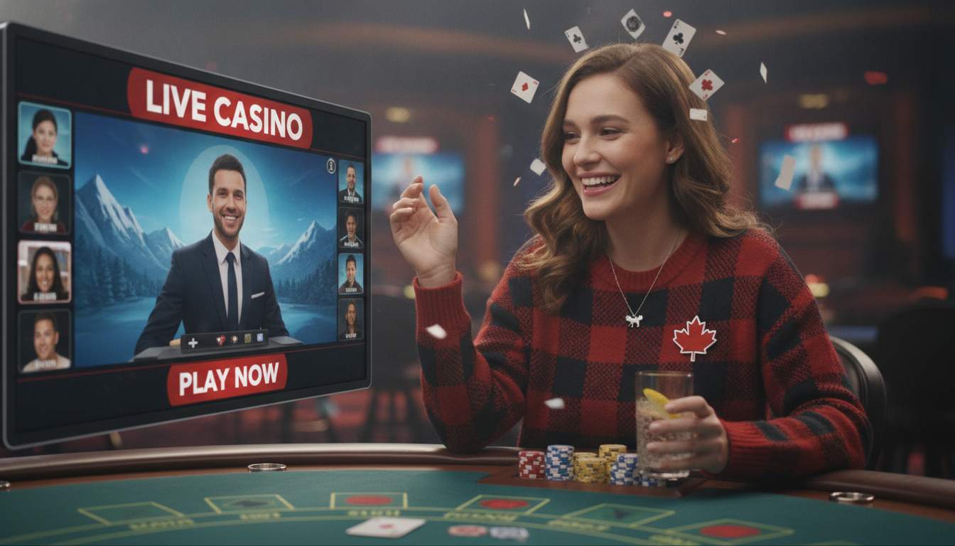 A woman enjoying a live casino game