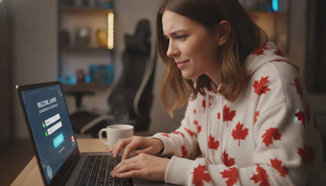 A woman logging into her gaming account