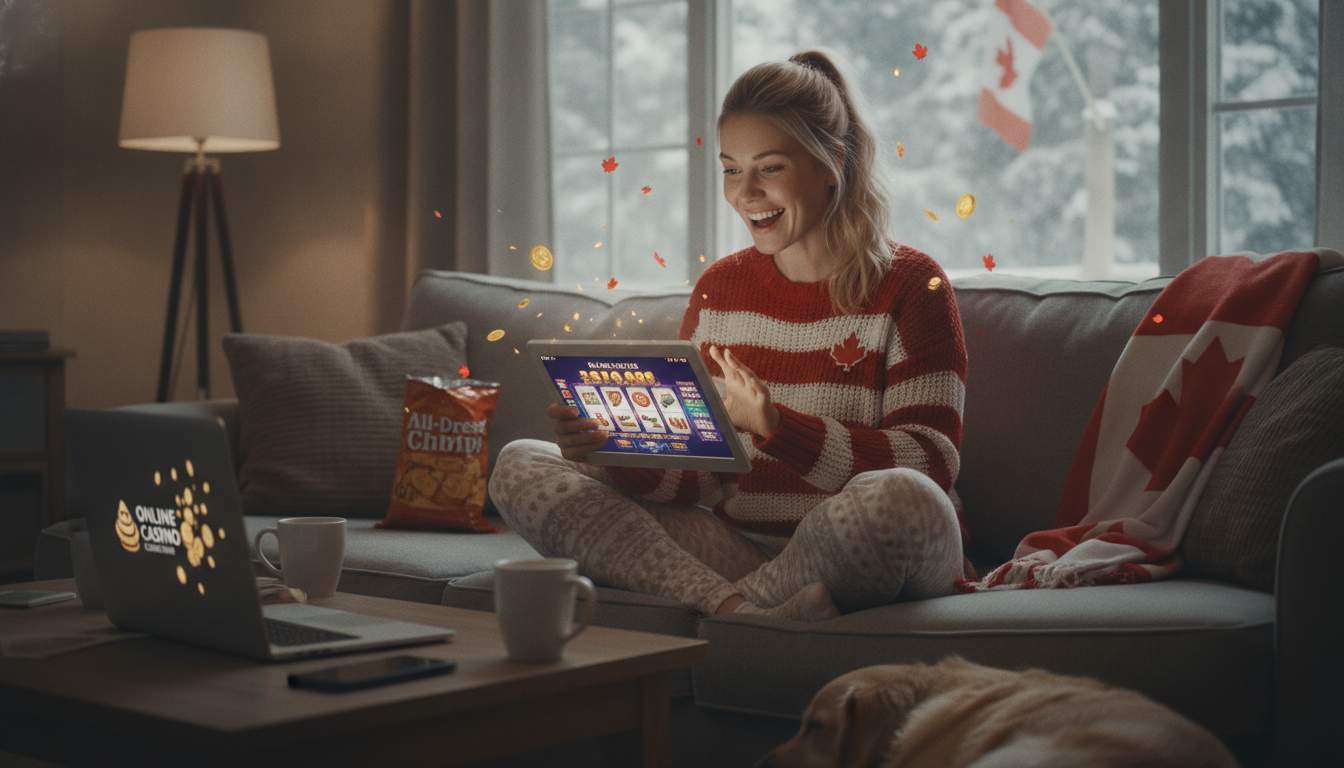 A woman enjoying online slots